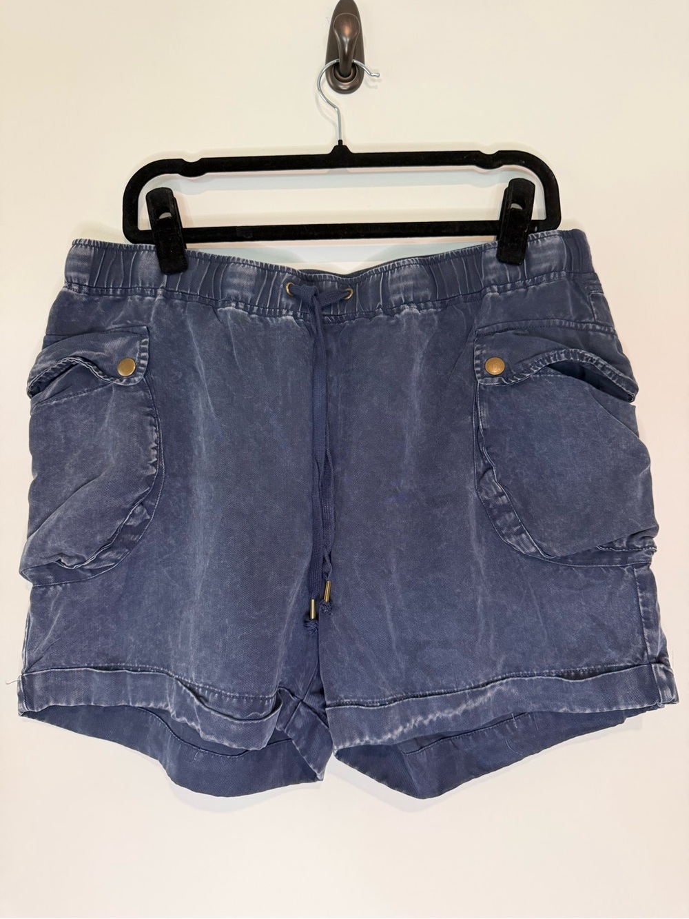 Free People Movement Washed Indigo Drawstring Cargo Shorts